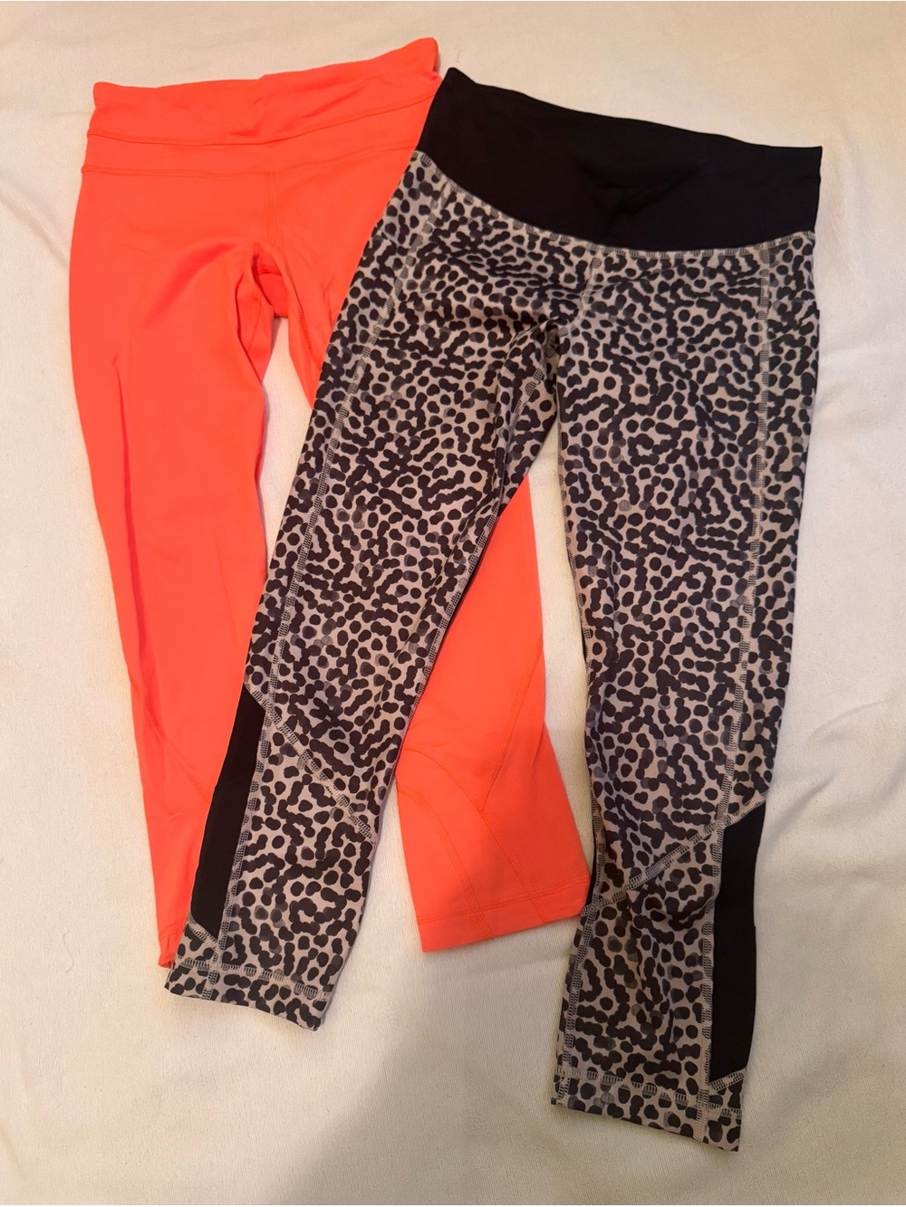 Women’s Lululemon Neon Orange & Leopard Capri Leggings - 2-Pack Active Set